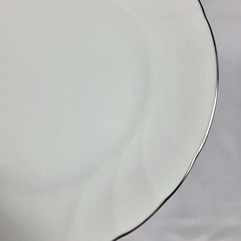 TWO Mikasa Wedding Band Platinum Bread Plates Swirled Platinum Trim